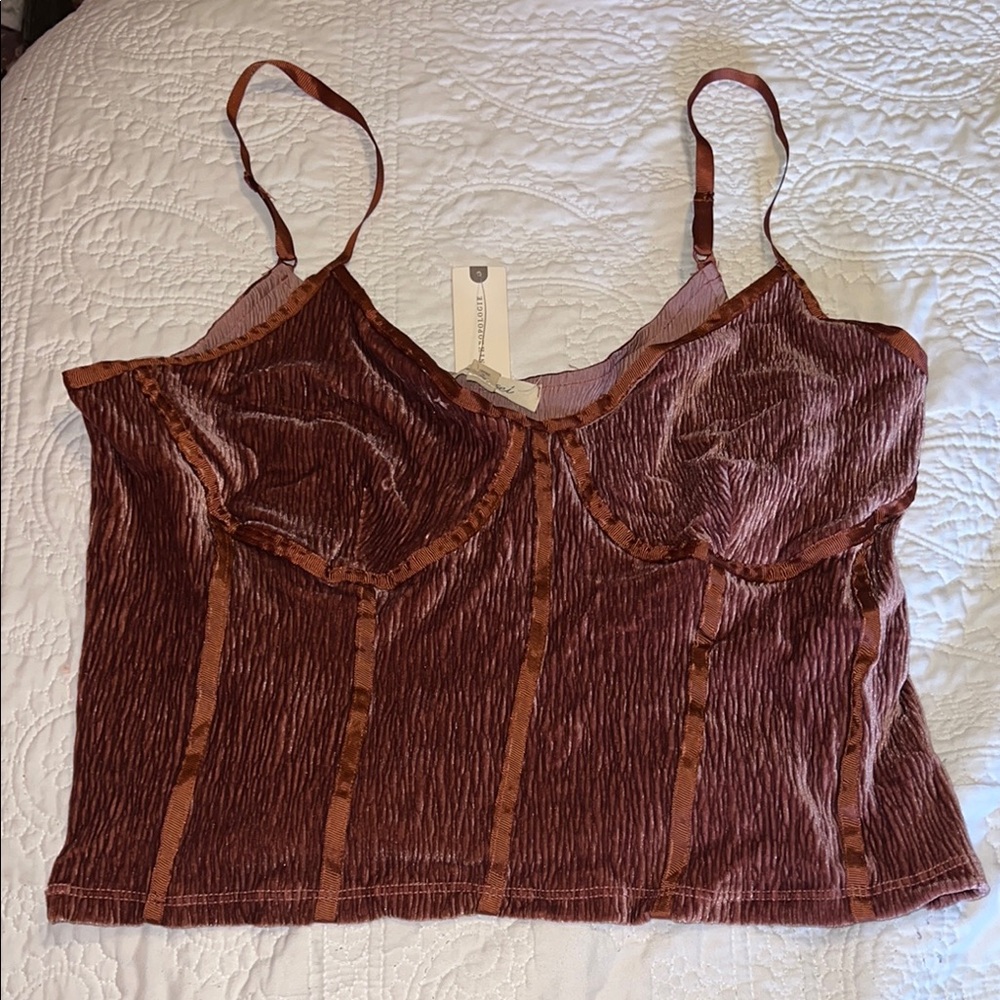 Anthropologie Velvet Top in dark dusty rose